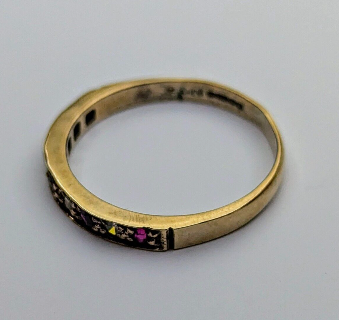 9ct Yellow Gold Ring Ruby and Diamond Gemstones UK Ring Size P