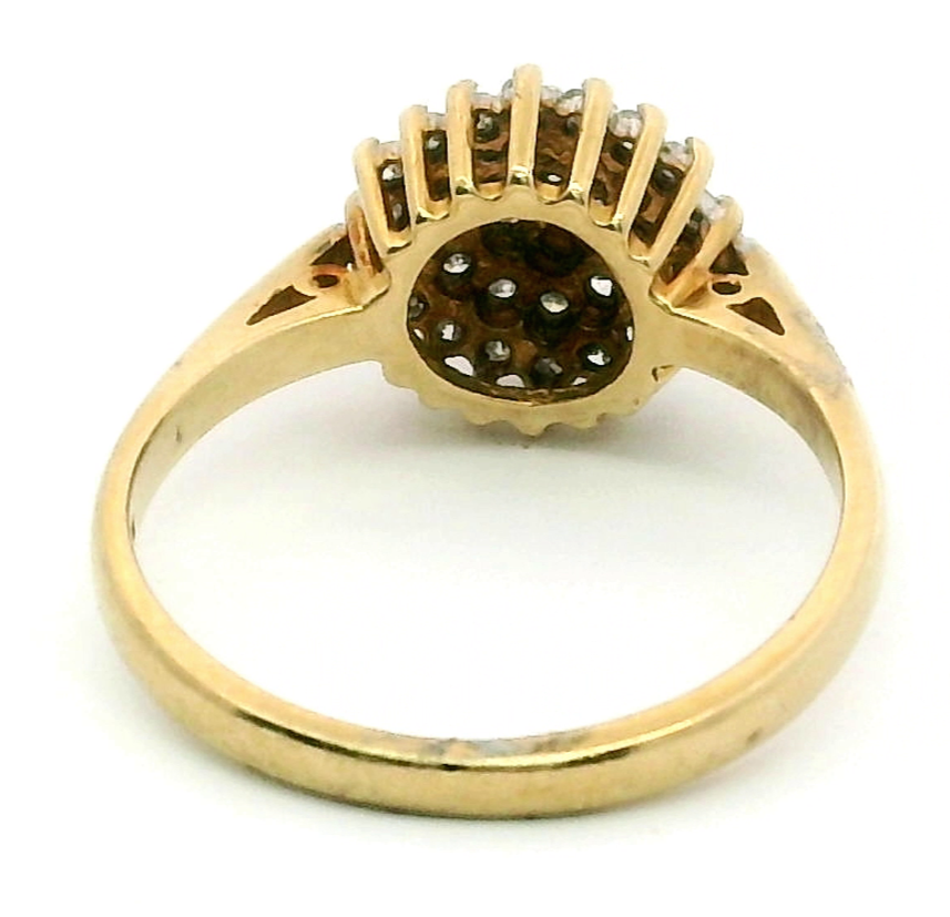 9ct Yellow Gold Ring 0.25ct Diamonds Cluster Setting 375 Hallmarked Ring Size K