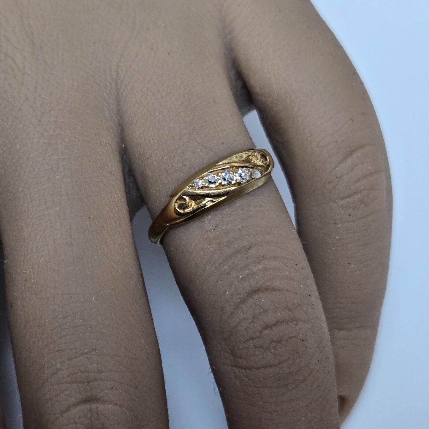 Vintage 18ct Yellow Gold Ring Diamonds Gemstones UK Ring Size L 1/2