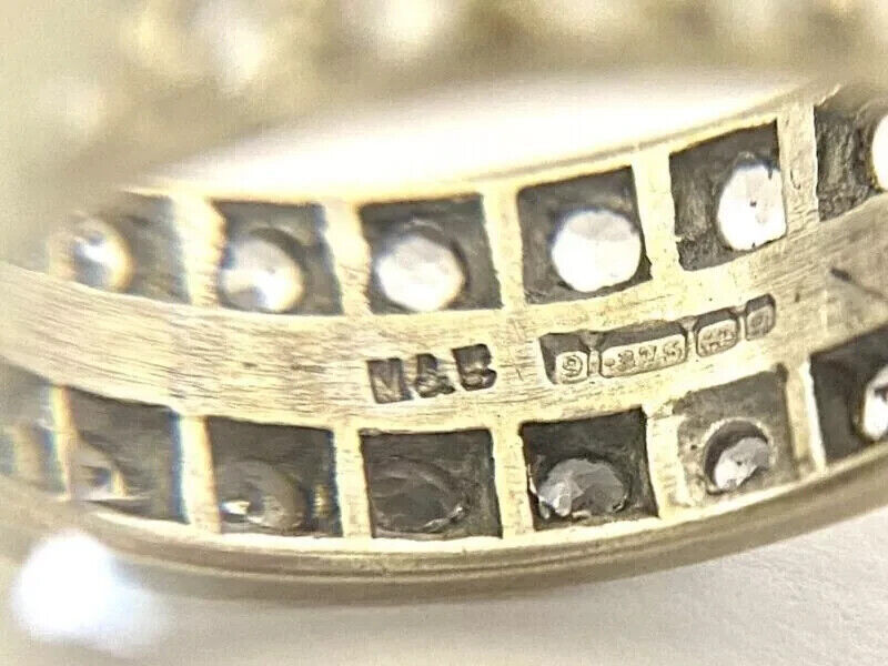 9ct Yellow Gold Eternity Ring White Spinel Gemstones UK Ring Size L