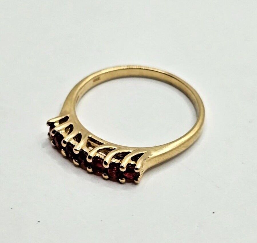 9ct Yellow Gold Ring Round Red Spinel Natural Gemstones Ring Size Q 1/2