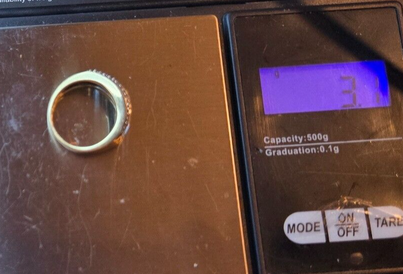 9ct Yellow Gold Ring Blue Topaz and Colourless Diamond Gemstones Ring Size I