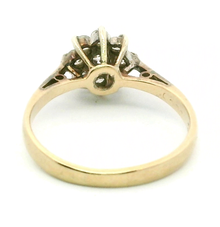 9ct Yellow Gold Diamonds x9 Prong Setting 375 Hallmarked Ring Size K