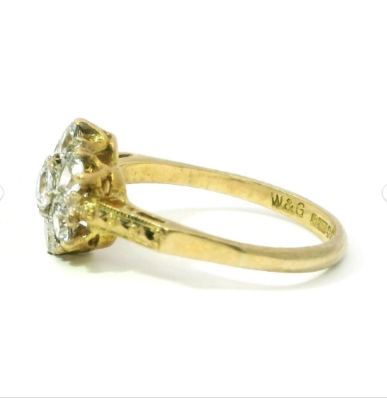 9ct Yellow Gold Ring Round Spinel Cluster Prong Setting UK Ring Size N 1/2