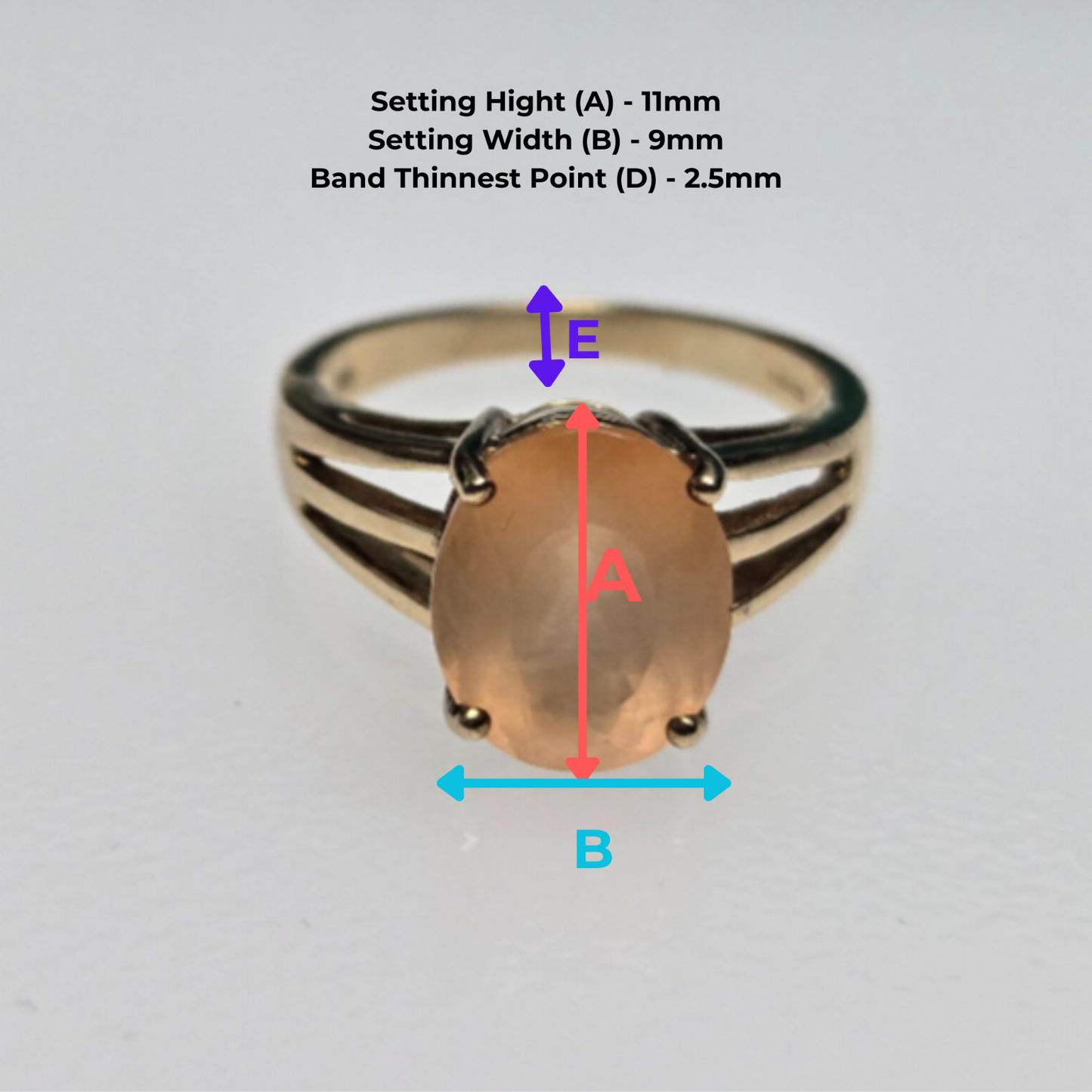 9ct Yellow Gold Ring Oval Orange Quartz Gemstone UK Ring Size N