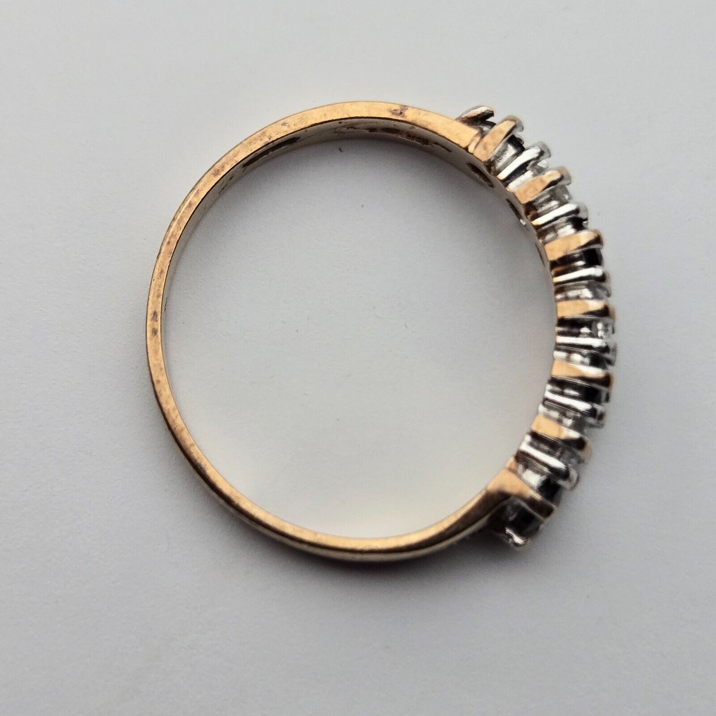 9ct Yellow Gold Round Black Sapphire Gemstones Ring Size M