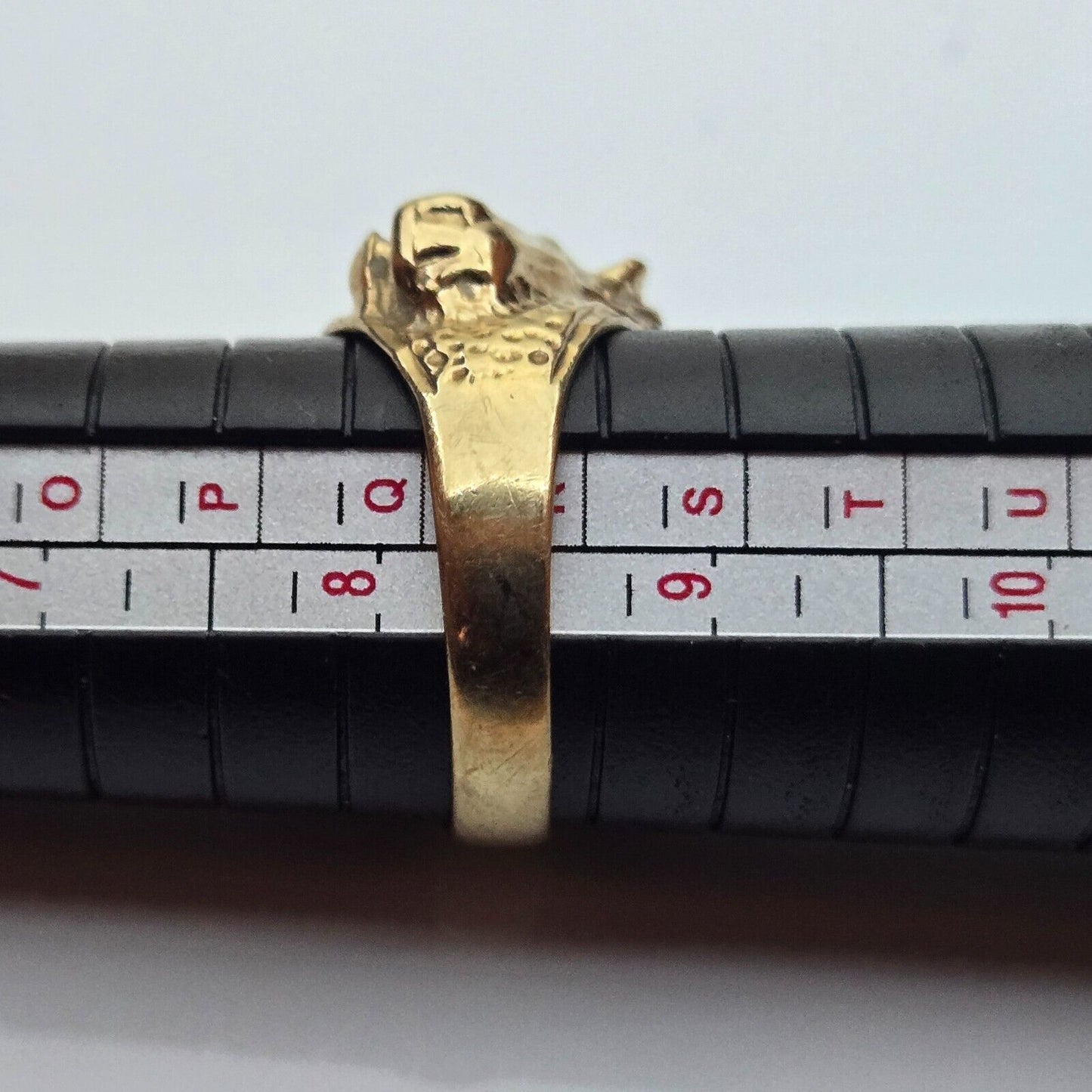 9ct Yellow Gold Horse Ring Ruby and Diamond Stones Ring Size Q 1/2