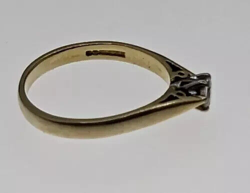 18ct Yellow Gold Ring Diamond 0.21ct Gemstones Solitaire Setting UK Ring Size L