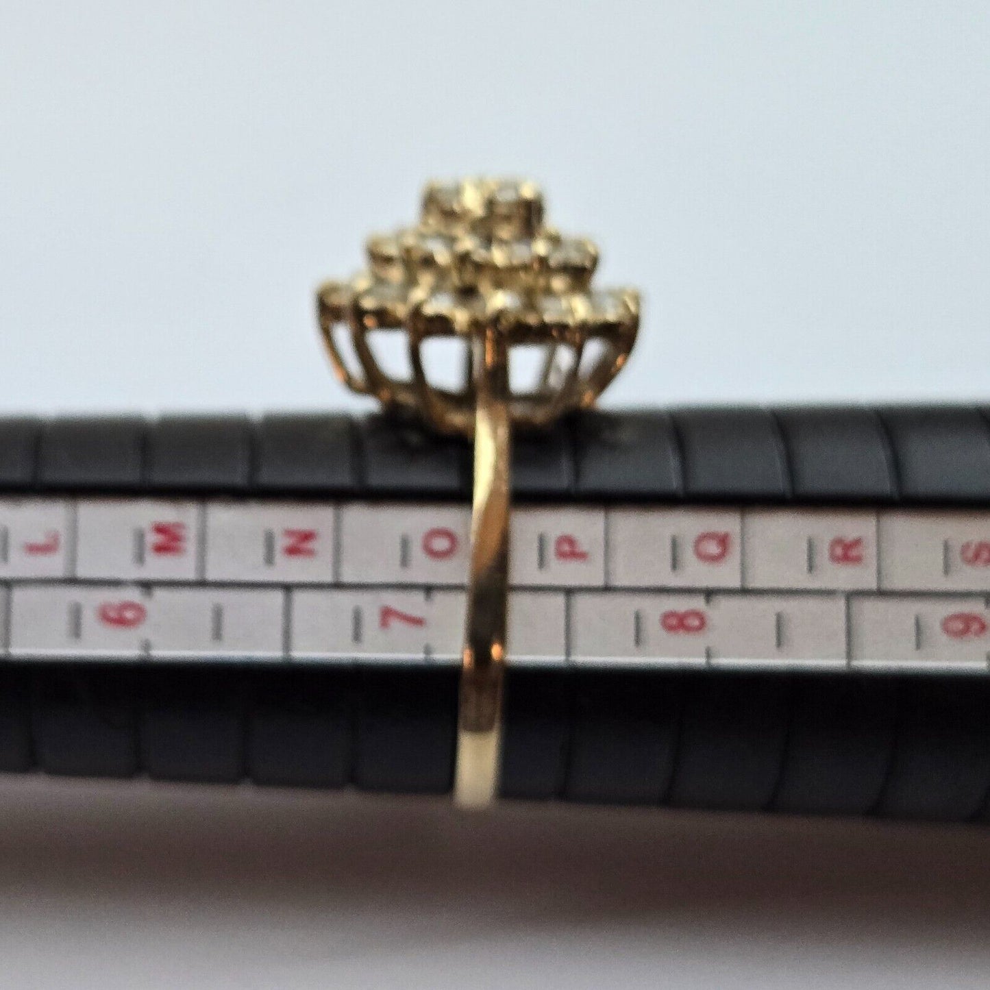 Diamond 9ct Yellow Gold Ring Cluster Diamonds Setting UK Ring Size O