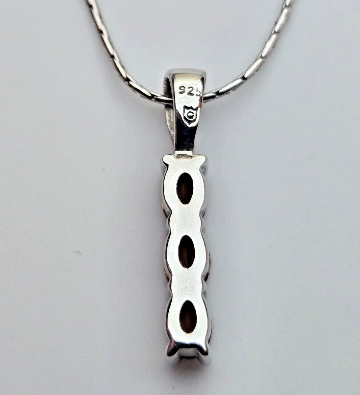 Silver Swage Necklace Orange Zircon 925 Hallmarked Spring Lock 48cm Long