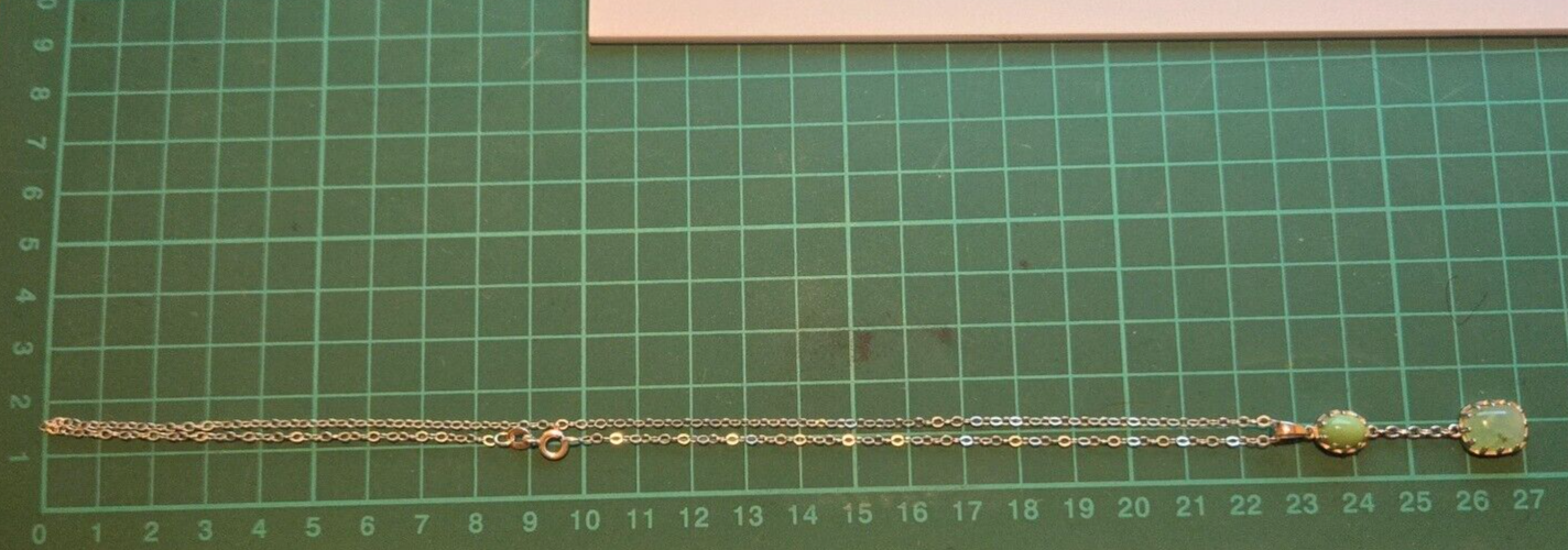 Silver Rope Necklace Green Chrysoprase 925 Hallmarked Spring Lock 54cm Long