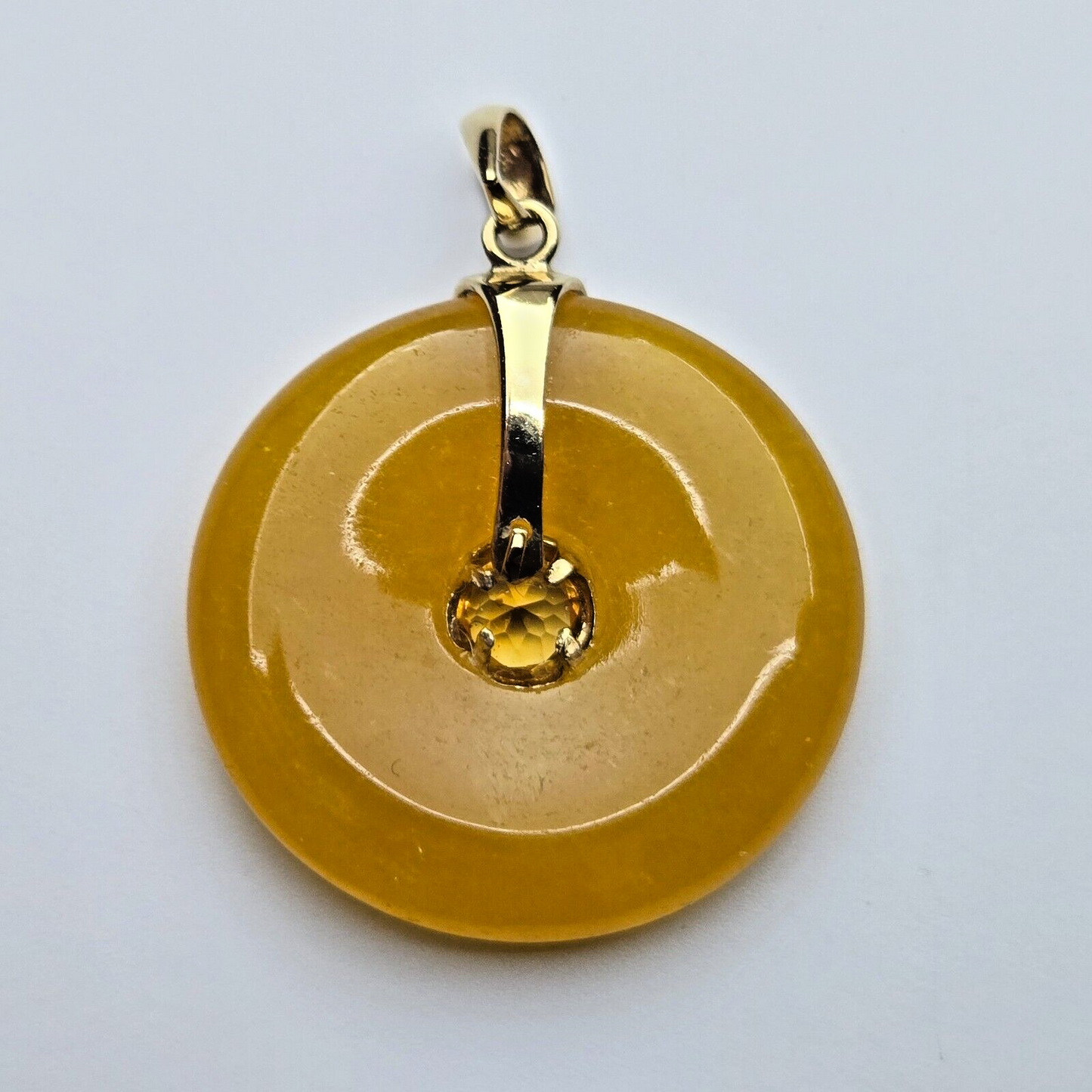 14ct Yellow Gold Pendant Yellow Jade and Citrine Gemstones Size 29mm x 21mm