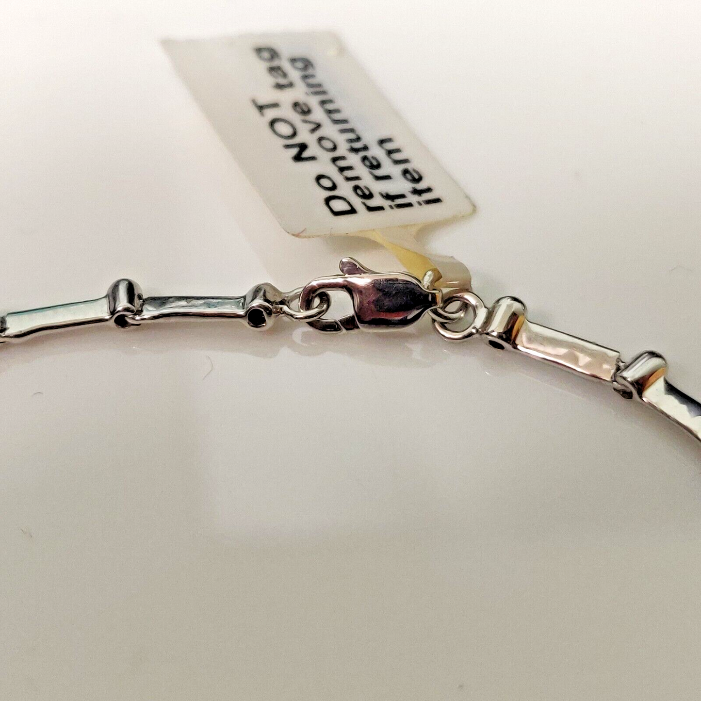 9ct White Gold Tennis Bracelet Black Diamonds Natural Gemstones 20cm Long
