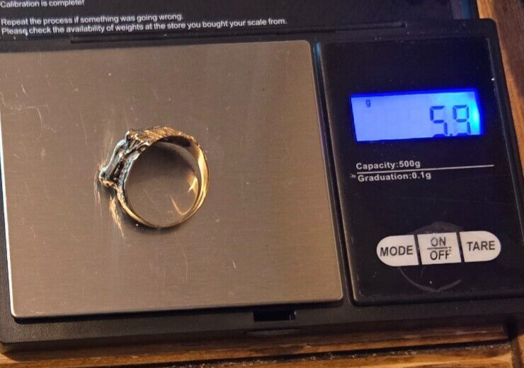 9ct Yellow Gold Horse Ring Ruby and Diamond Stones Ring Size Q 1/2