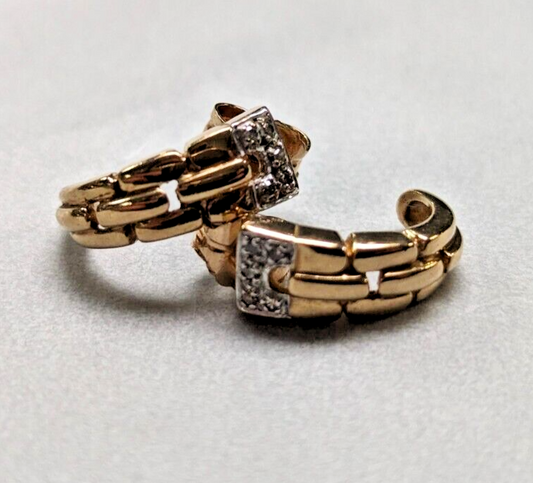 9ct Gold Stud Earrings with Diamonds Butterfly Closures - 9ct Yellow gold