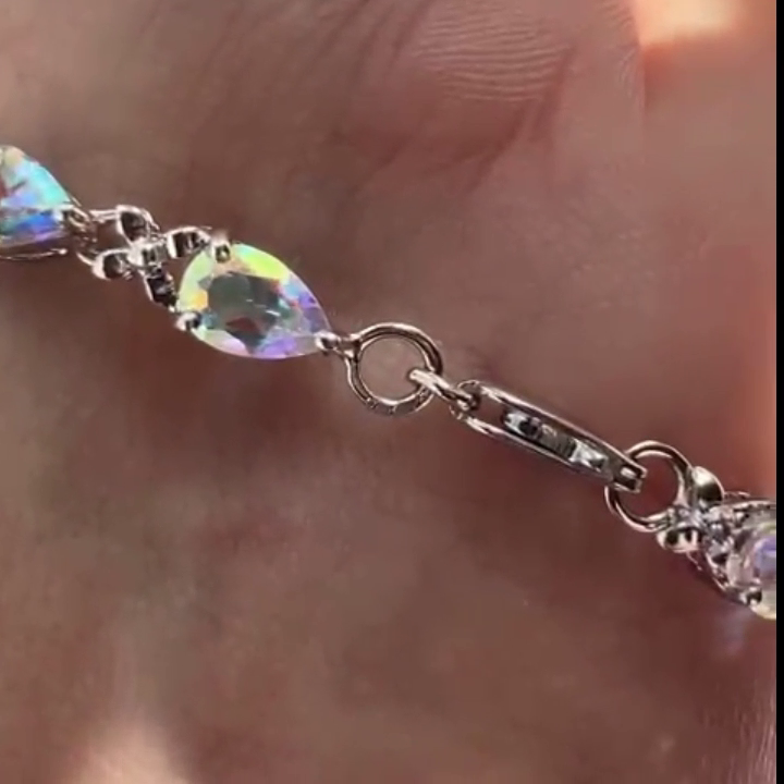 9ct White Gold Tennis Bracelet Mystic Topaz Natural Gemstones 19cm Long