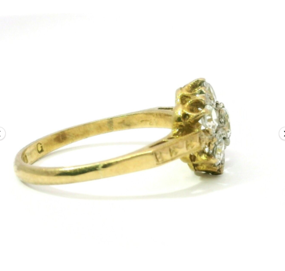 9ct Yellow Gold Ring Round Spinel Cluster Prong Setting UK Ring Size N 1/2