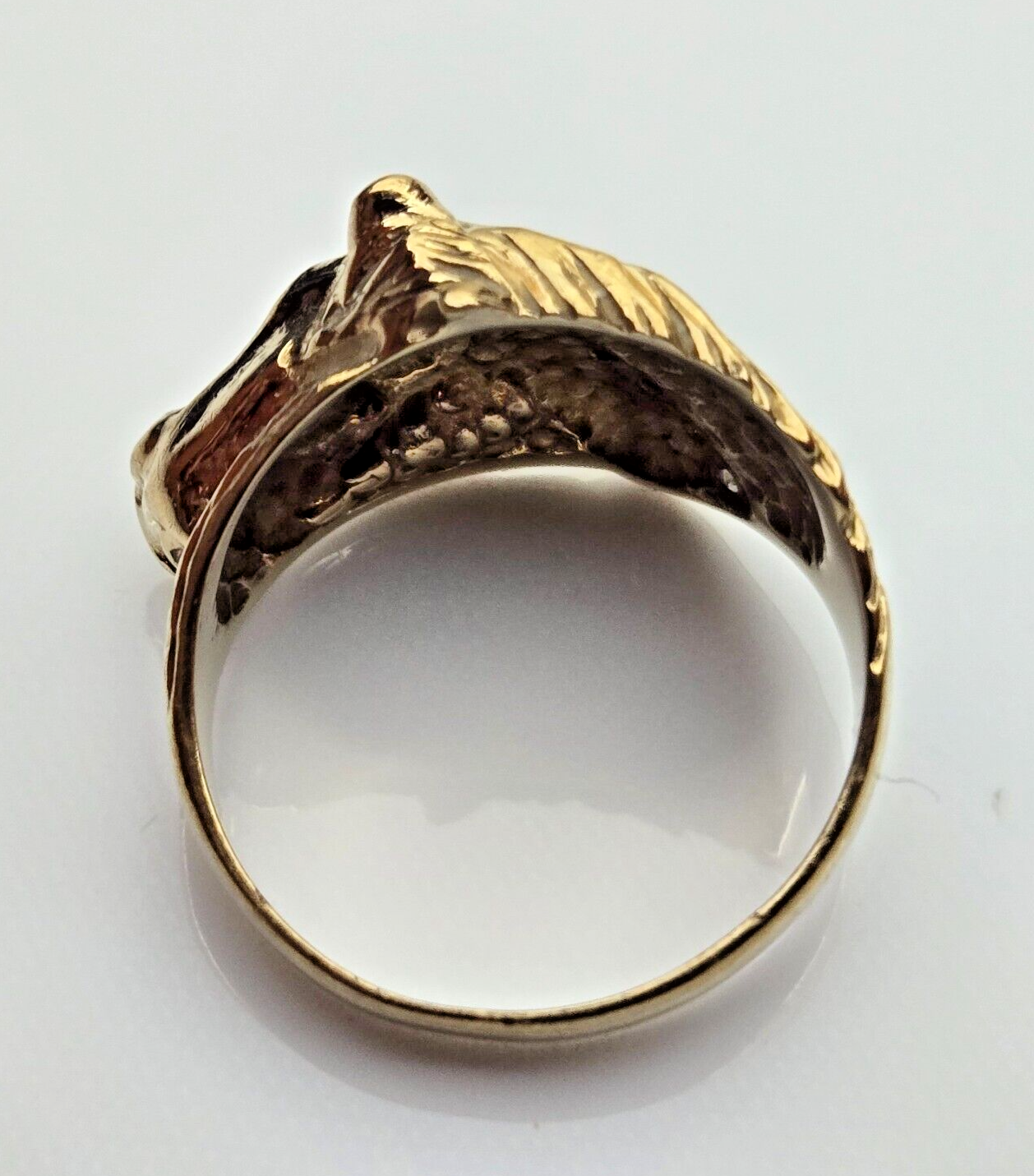 9ct Yellow Gold Horse Ring Ruby and Diamond Stones Ring Size Q 1/2