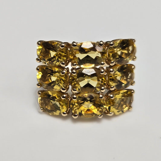 9ct Yellow Gold Ring Yellow Citrine Prong Setting Statement Ring Size N 1/2