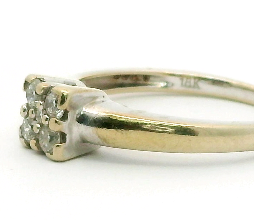 18ct White Gold 5x Diamonds Prong Setting 750 Hallmarked Ring Size O