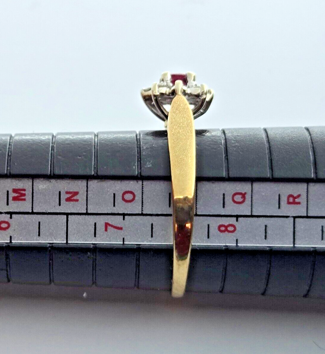 9ct Yellow Gold Ring Purple Ruby and Diamond Gemstones UK Ring Size O 1/2