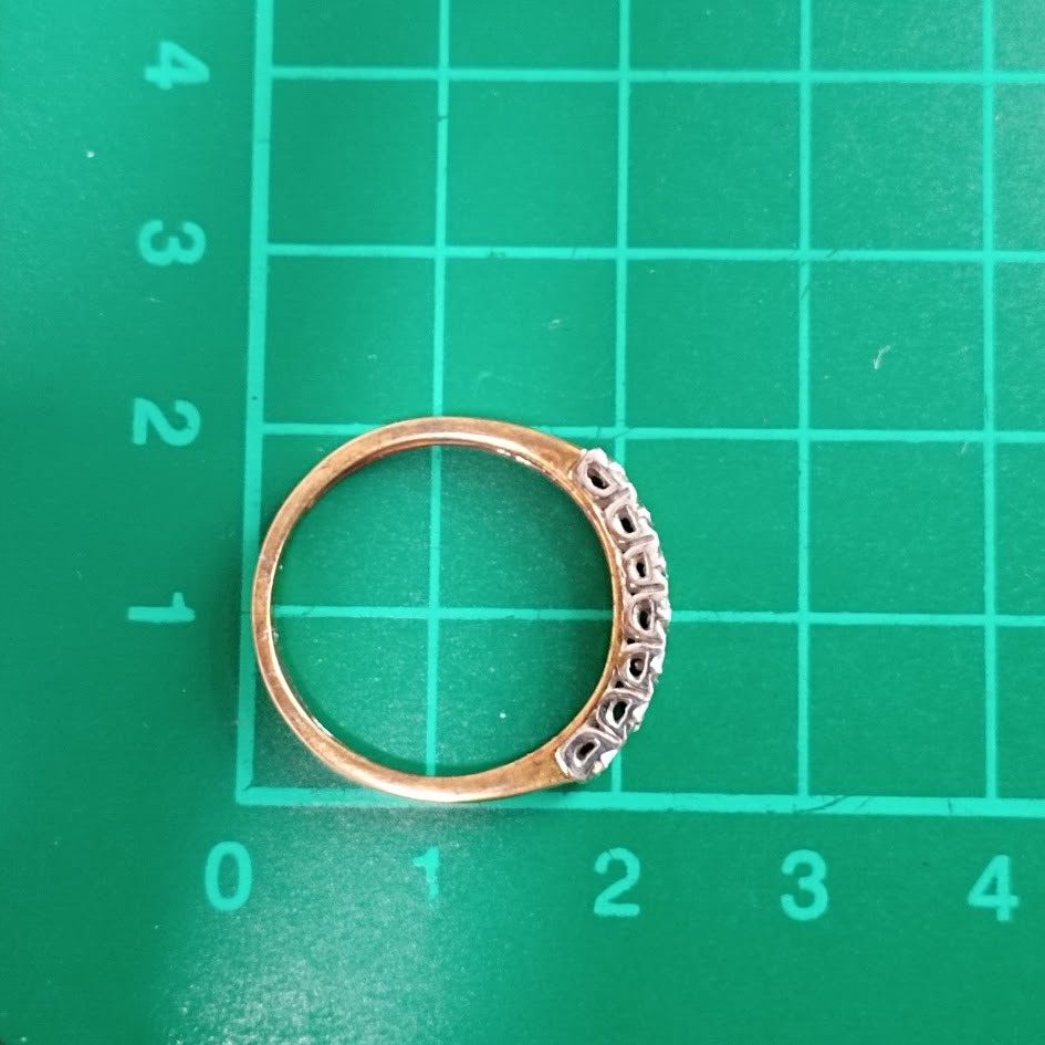 9ct Yellow Gold Ring Diamond Natural Gemstones UK Ring Size P 1/2