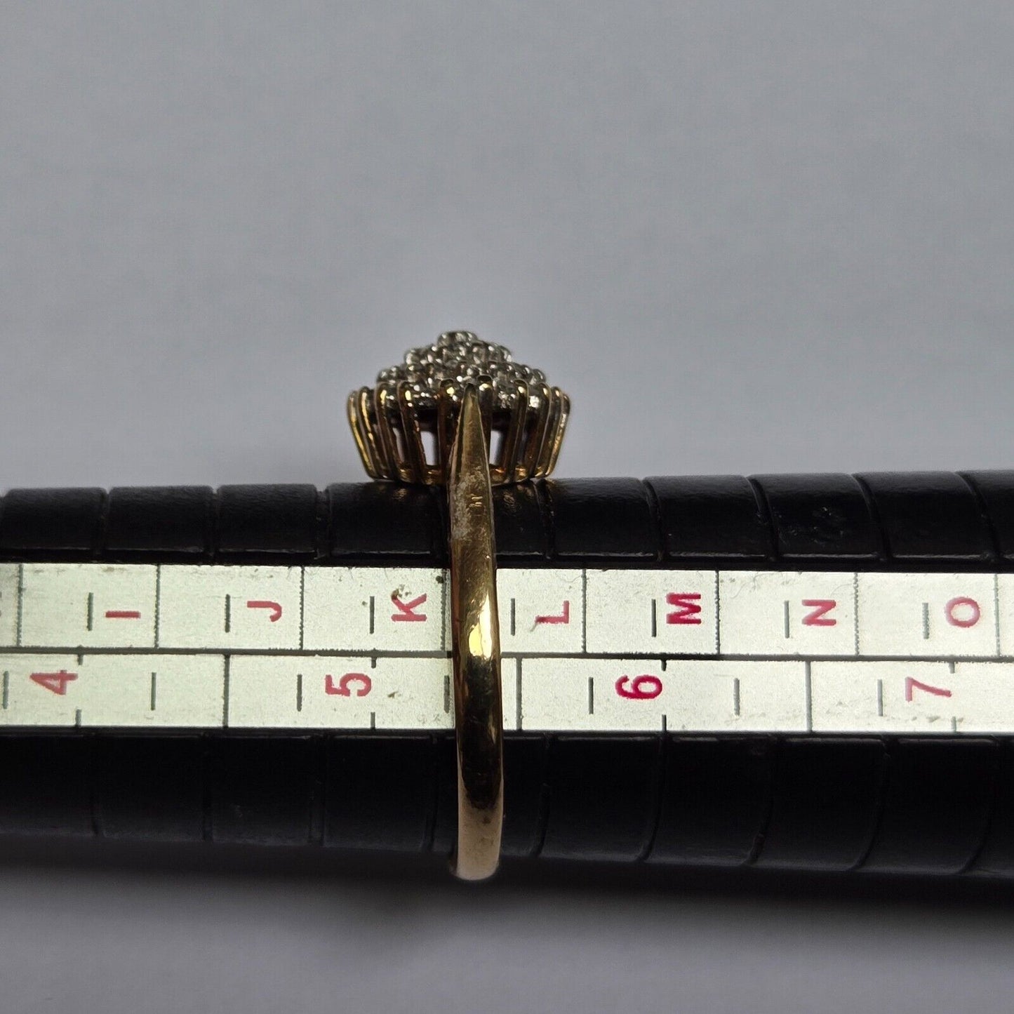9ct Yellow Gold Ring 0.25ct Diamonds Cluster Setting 375 Hallmarked Ring Size K