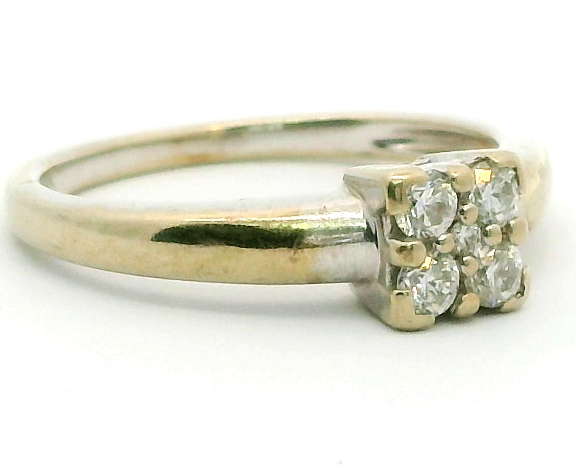 18ct White Gold 5x Diamonds Prong Setting 750 Hallmarked Ring Size O