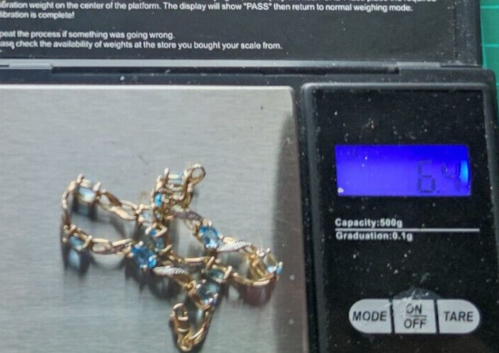 9ct Yellow Gold Tennis Bracelet Blue Topaz Natural Gemstones 19cm Long