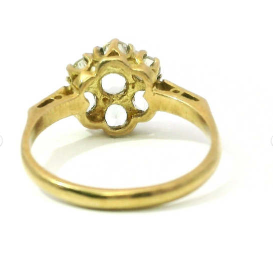 9ct Yellow Gold Ring Round Spinel Cluster Prong Setting UK Ring Size N 1/2