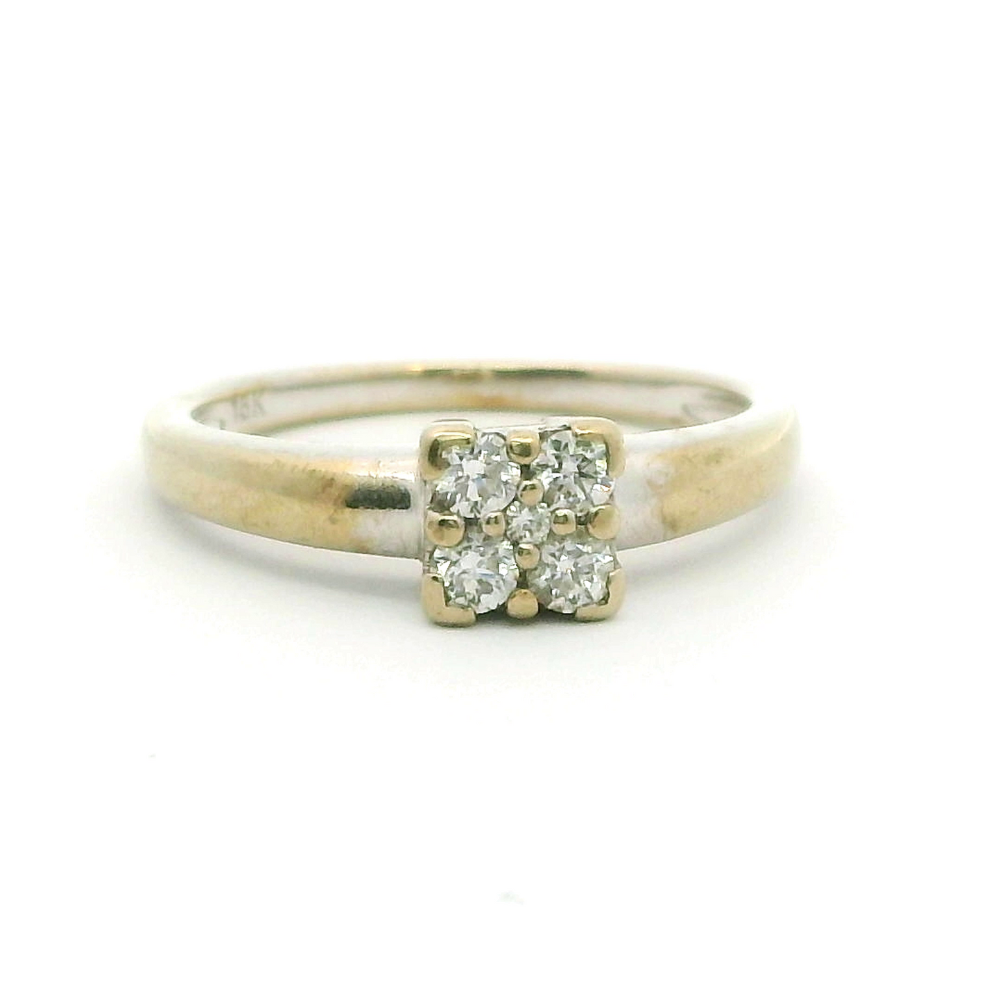 18ct White Gold 5x Diamonds Prong Setting 750 Hallmarked Ring Size O
