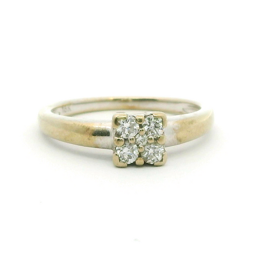 18ct White Gold 5x Diamonds Prong Setting 750 Hallmarked Ring Size O