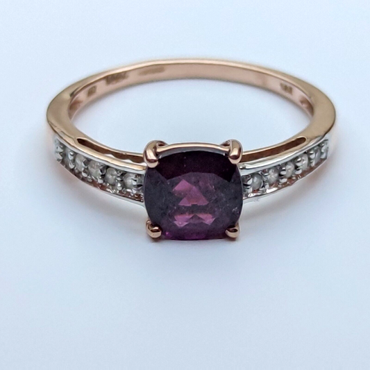 9ct Rose Gold Ring Almandine Garnet and Spinel Gemstones UK Ring Size R 1/2