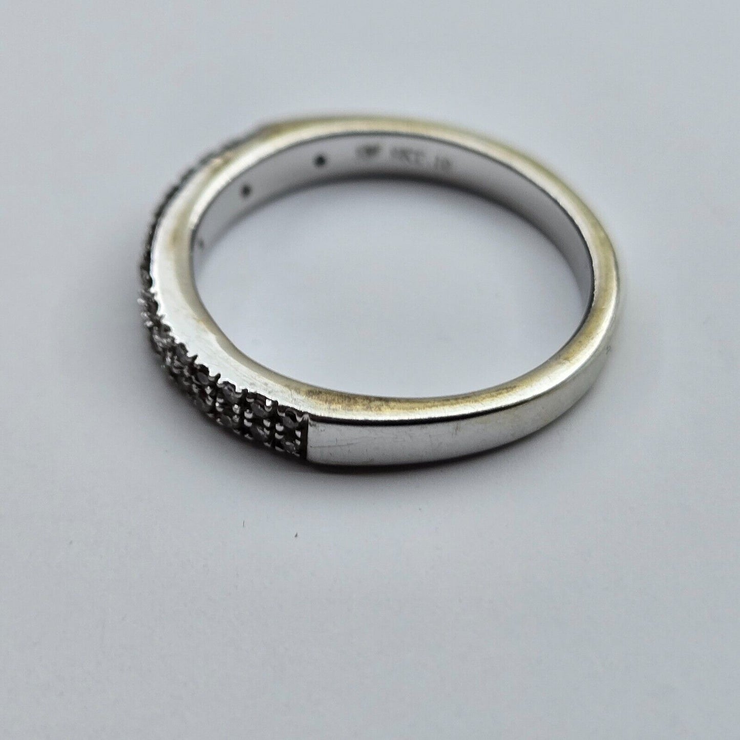 9ct White Gold Ring Band 0.10ct Diamonds Clusters UK Ring Size K