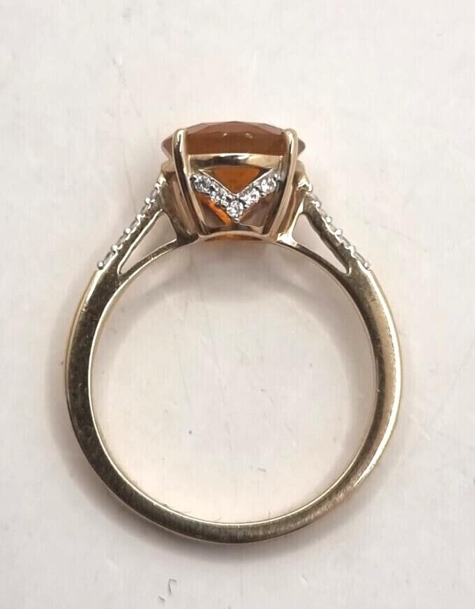 9ct Yellow Gold Ring Orange Fire Opal & White Quartz Gemstones Ring Size O 1/2