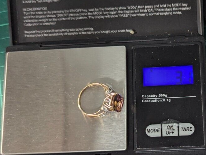 9ct Yellow Gold Ring Ametrine and Zircon Ring Size Q with Certificate