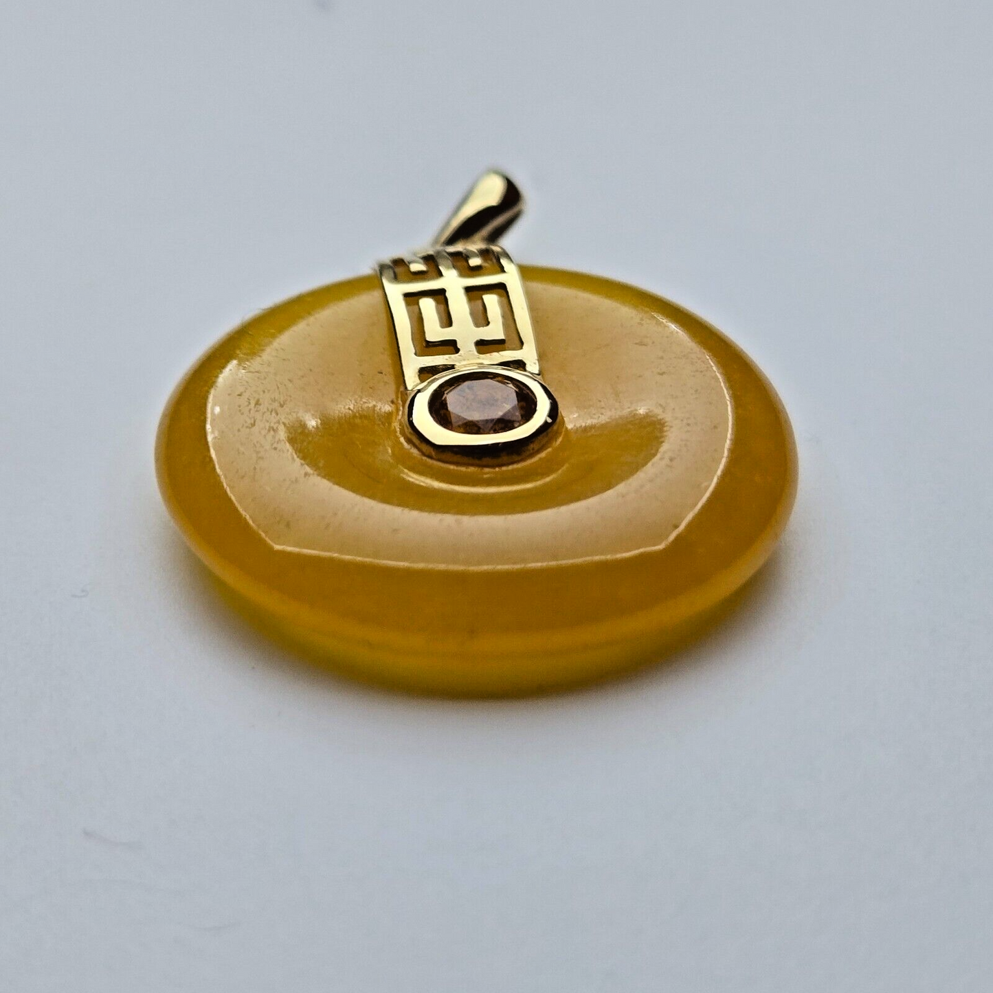 14ct Yellow Gold Pendant Yellow Jade and Citrine Gemstones Size 29mm x 21mm
