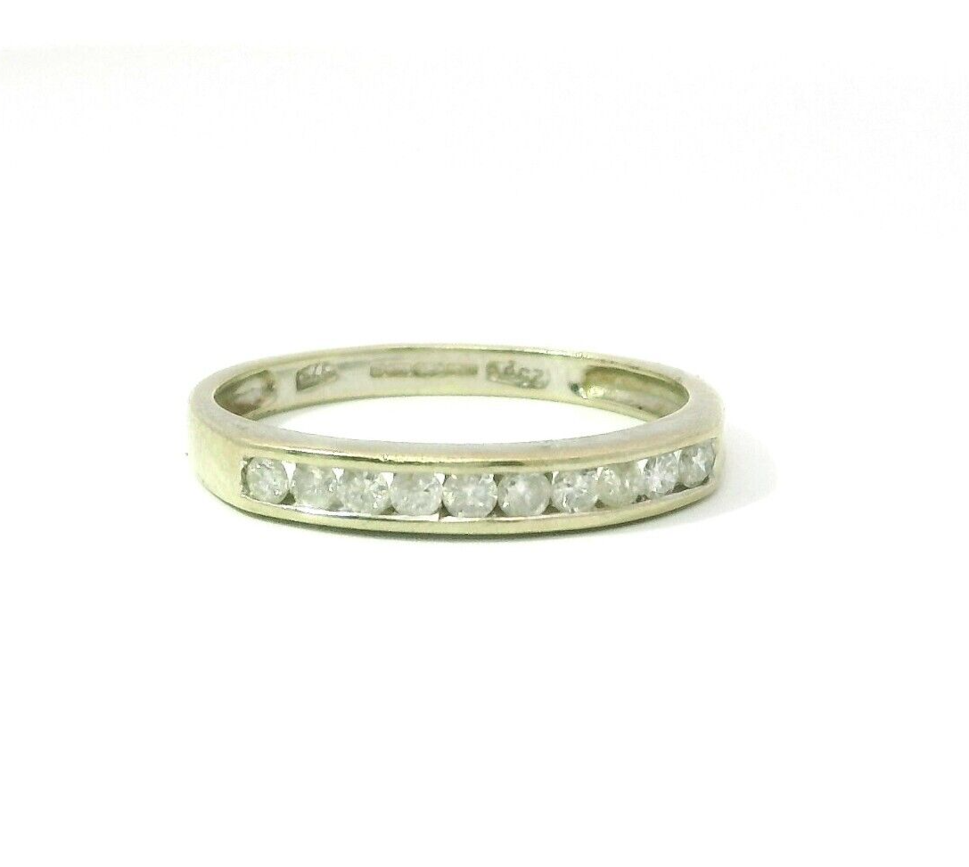 9ct White Gold Half Eternity Ring Diamond Channel Setting Ring Size M 1/2
