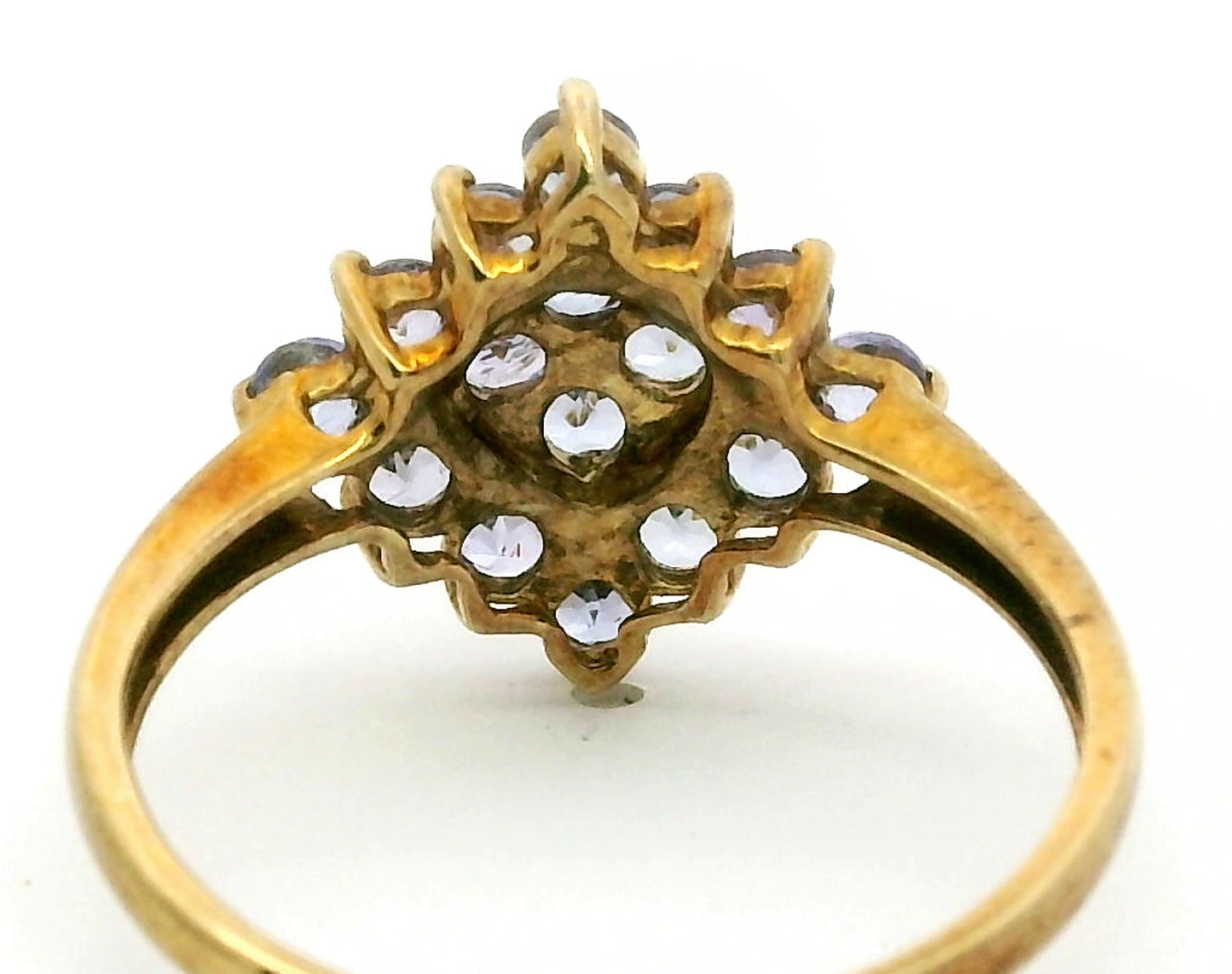 9ct Yellow Gold Blue Tanzanite Prong Setting 375 Hallmarked Ring Size Q 1/2