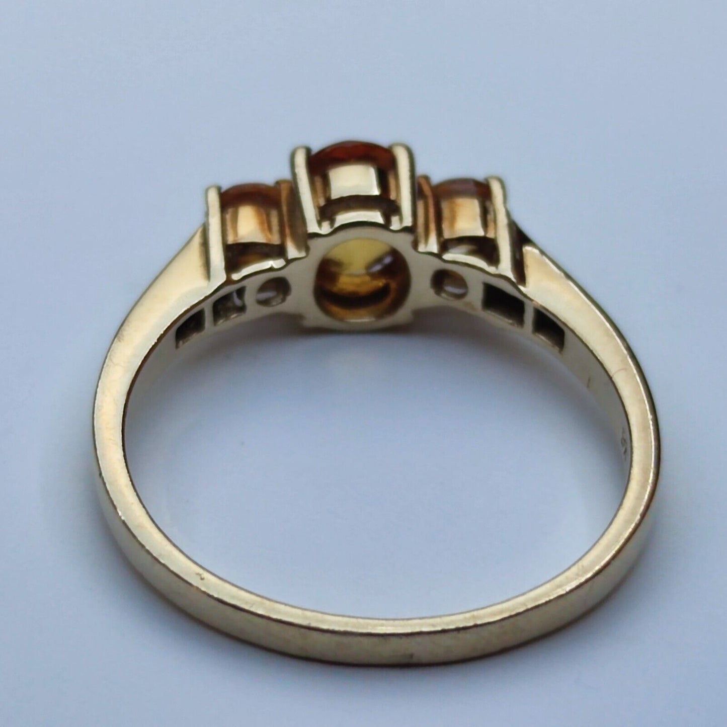 9ct Yellow Gold Ring Orange Sapphire and Diamonds Gemstones UK Ring Size S