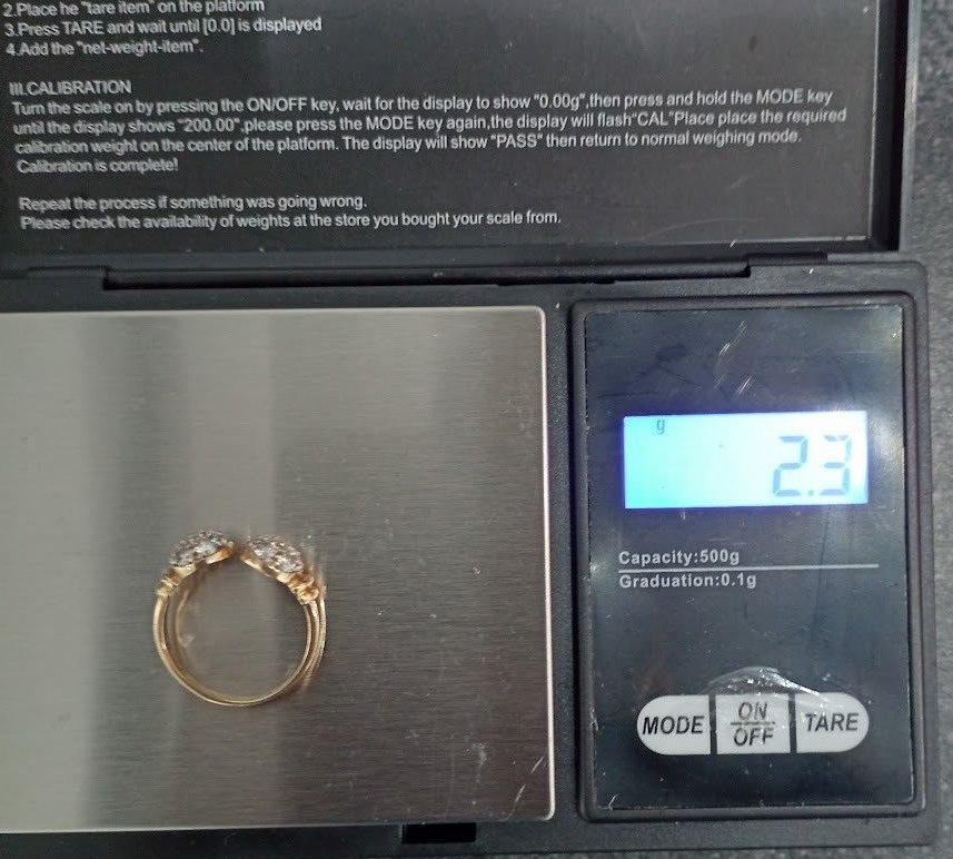 9ct Yellow Gold Ring Cubic Zirconia Cluster Open Band UK Ring Size N 1/2