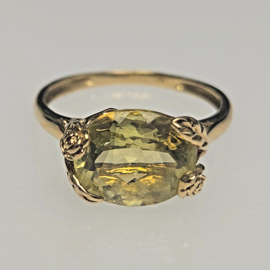 9ct Yellow gold Ring Oval Citrine 375 Hallmarked Prong Setting Ring Size V