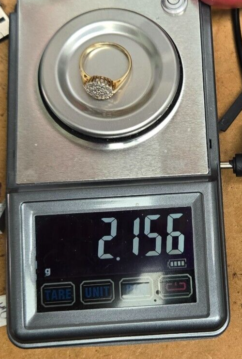 9ct Yellow Gold Ring 0.25ct Diamonds Cluster Setting 375 Hallmarked Ring Size K