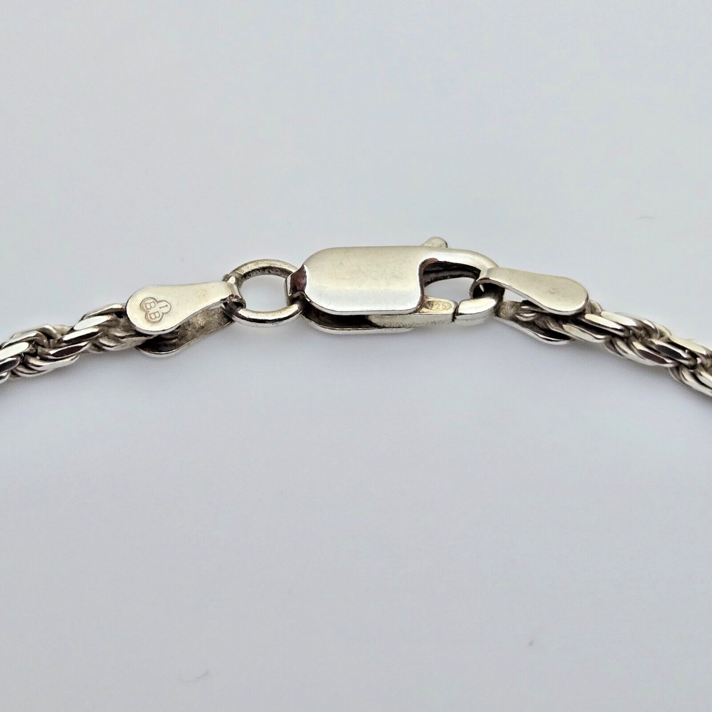 Silver Rope Chain Bracelet 925 Sterling Silver Hallmarked Lobster Lock 19cm Long