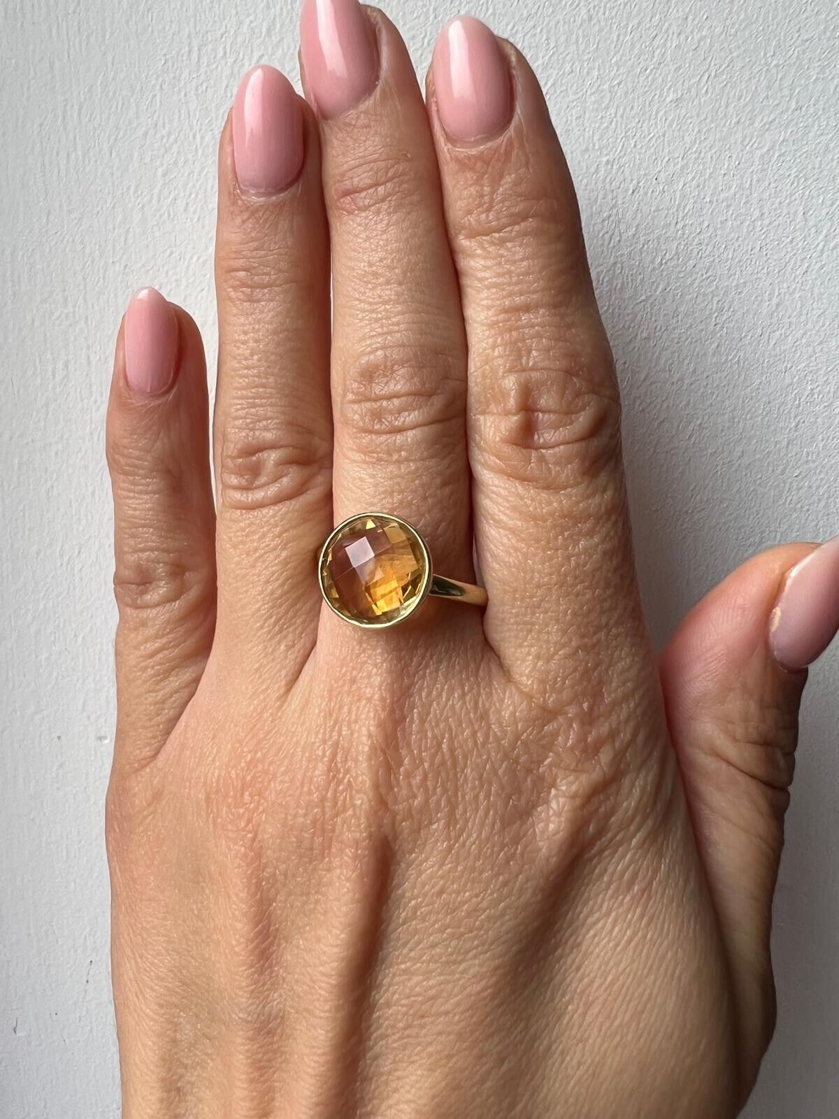 9ct Yellow Gold Ring Yellow Citrine 375 Hallmarked Statement Ring Size U