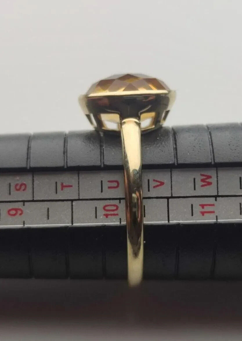 9ct Yellow Gold Ring Yellow Citrine 375 Hallmarked Statement Ring Size U
