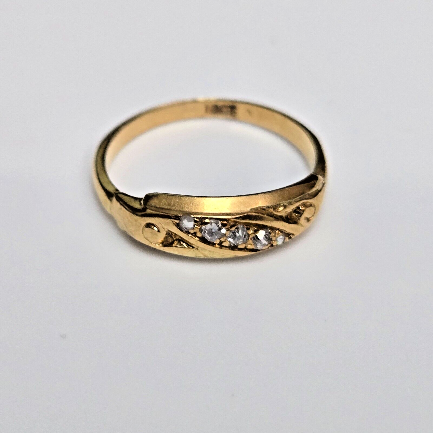 Vintage 18ct Yellow Gold Ring Diamonds Gemstones UK Ring Size L 1/2