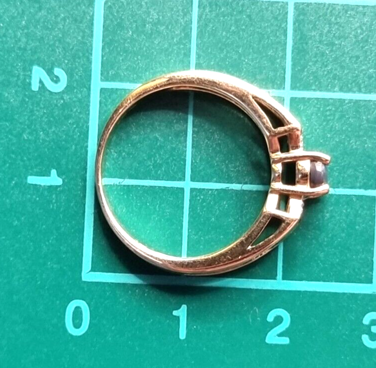 9ct Yellow Gold Ring Ammolite Colour Change & Diamond Gemstone Ring Size N 1/2