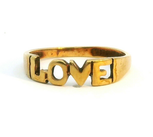 9ct Yellow Gold Ring LOVE 375 Hallmarked Ring Size L