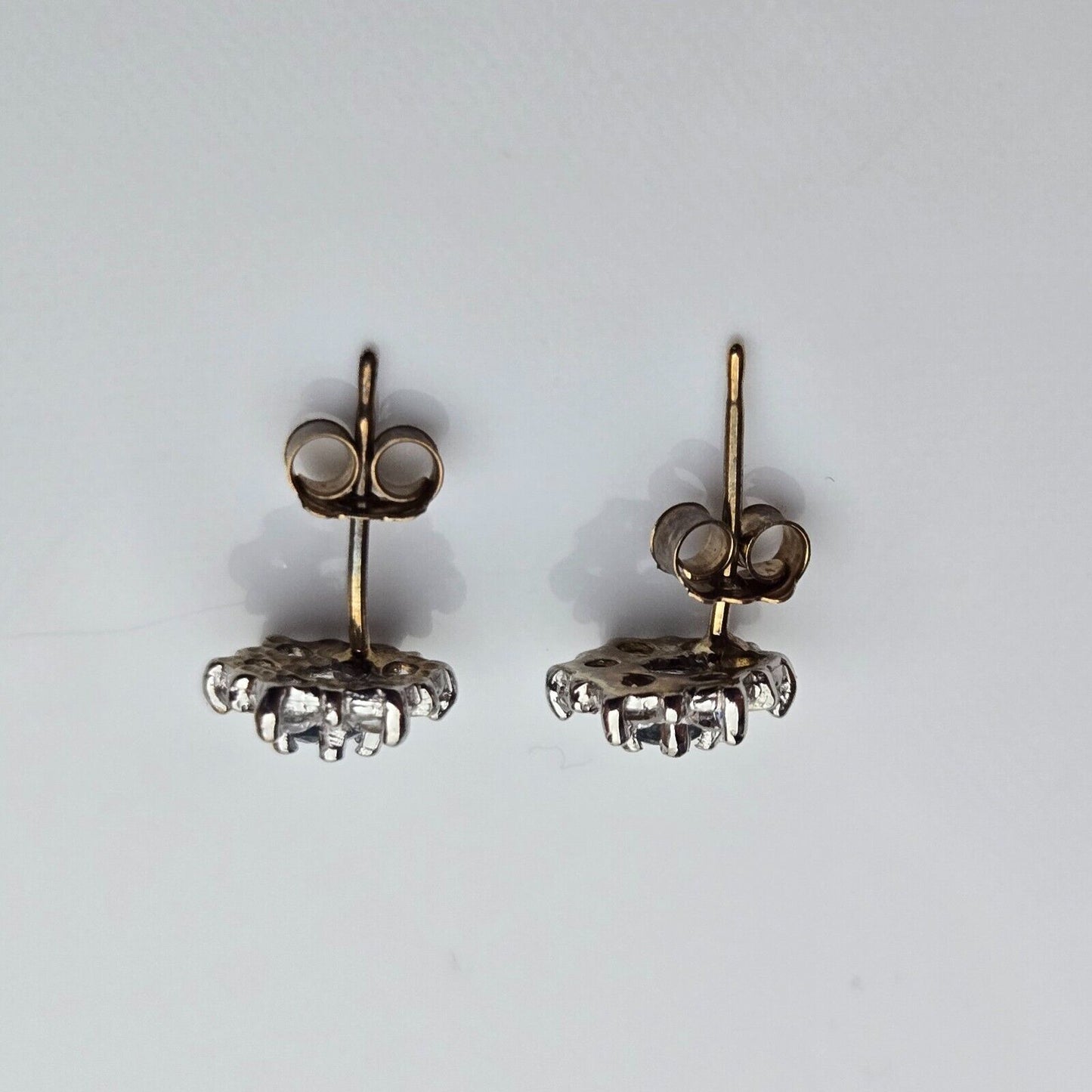 9ct Multi Tone Gold Stud Earrings Topaz Stones Butterfly Closures